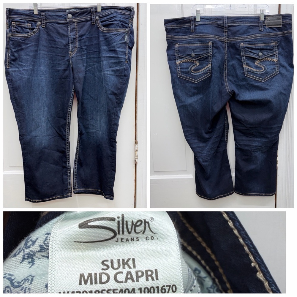 Silver Suki super stretch denim‎ jean mid capri capris women's 24 x 22.5